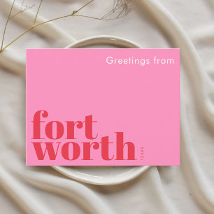 Carte Postale Fort Worth Texas moderne rose rouge