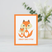 Carte Postale Fou comme un Fox, Orange Fox Burlap (Debout devant)