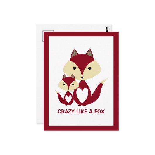 Carte Postale Fou comme un renard, Red Fox Burlap (Devant/Arrière en situation)