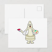 Carte Postale Fou de jeu d'échecs en tant que peintre avec pince (Devant / Derrière)