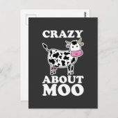 Carte Postale Fou de Moo, Cow Lovers Pun T-Shirt (Devant / Derrière)