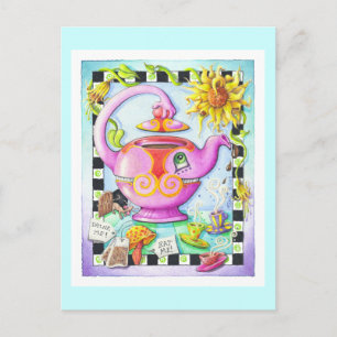 CARTE POSTALE FOU DE THÉ PARTY