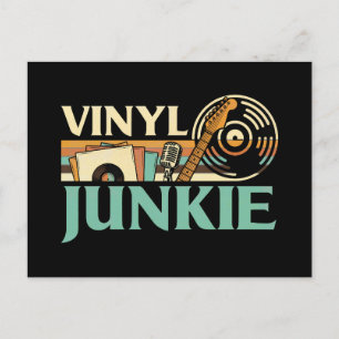 Carte Postale Fou de vinyle LP Disques DJ Platine Musique Collec
