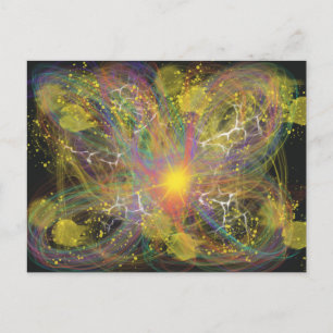 Carte Postale Foudre jaune Starburst Fantaisie Art Abstrait