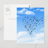 Carte Postale Foule d'oiseaux Amour Coeur (Devant / Derrière)