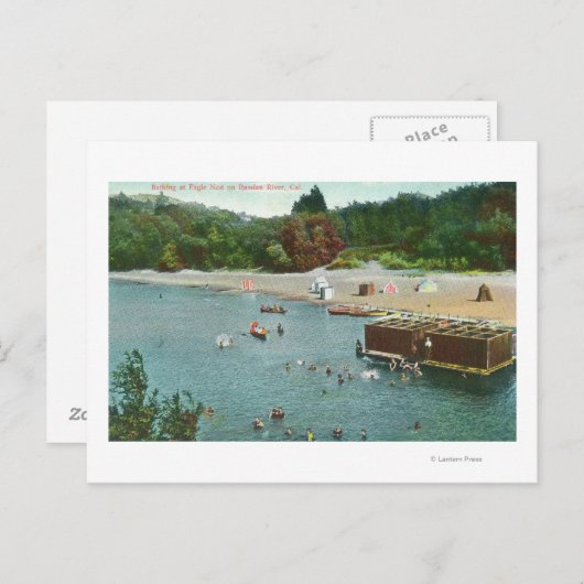 Carte Postale Foules nageant dans la rivière russe (Devant / Derrière)