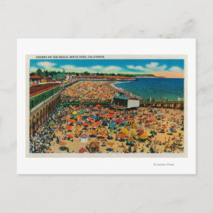 Carte Postale Foules sur la plage, Père Noël CruzSanta Cruz, CA