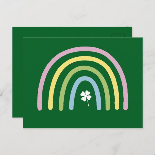 Carte Postale Four Leaf Clover Rainbow St Patrick's Day (Devant / Derrière)