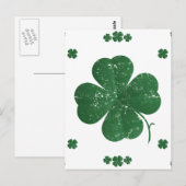 Carte Postale Four Leaf Clovers - style vintage (Devant / Derrière)