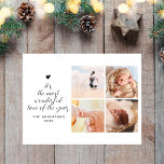 Carte Postale Four Photo Christmas Collage Temps Merveilleux<br><div class="desc">Les minimalistes quatre photos carrées collage carte postale de Noël avec le message "c´est le moment le plus merveilleux de l´année" en écriture élégante. Le collage photo ressemble à une boîte cadeau et le message comme un arbre de Noël attaché par un coeur. Sur le dos il y a votre...</div>