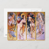 Carte Postale Four Seasons par Alphonse Mucha 1895 (Devant / Derrière)