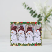 Carte Postale Four smiling toy snowmen (Debout devant)