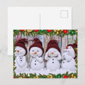 Carte Postale Four smiling toy snowmen (Devant / Derrière)