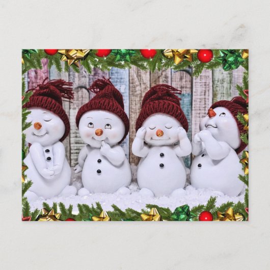 Carte Postale Four smiling toy snowmen (Devant)