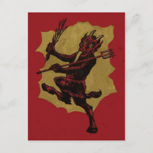Carte Postale Fourche à bascule langue de Krampus rouge
