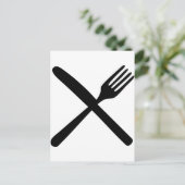 Carte Postale fourche à couverts et couteau croisés (Debout devant)