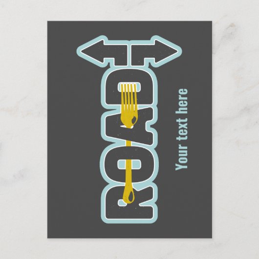 Carte Postale Fourche dans la route art texte typographique (Devant)