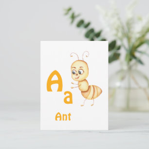 Carte Postale Fourmi personnaliser ABC : Lettre A - Ajoutez votr
