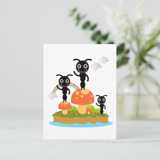 Carte Postale Fourmis et champignons (Debout devant)