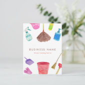 Carte Postale Fournitures de nettoyage de maison aquarelle color (Debout devant)