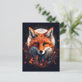 Carte Postale Fox Abstrait Surreal Modern Boho Imaginaire Art (Debout devant)