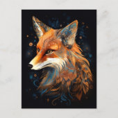 Carte Postale Fox Abstrait Surreal Modern Boho Imaginaire Art (Devant)