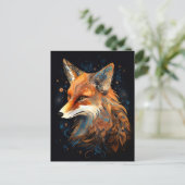 Carte Postale Fox Abstrait Surreal Modern Boho Imaginaire Art (Debout devant)
