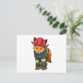 Carte Postale Fox as Firefighter avec Helmet (Debout devant)