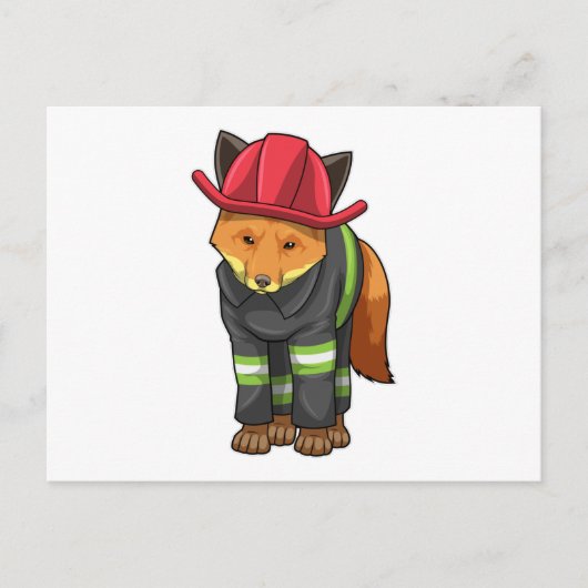 Carte Postale Fox as Firefighter avec Helmet (Devant)