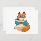 Carte Postale Fox as nerd with Book & Glasses (Devant / Derrière)