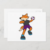 Carte Postale Fox at Handball player avec Handball (Devant / Derrière)