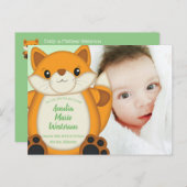 Carte Postale Fox Baby shower Bois animal (Devant / Derrière)