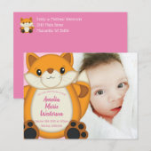 Carte Postale Fox Baby shower rose (Devant / Derrière)