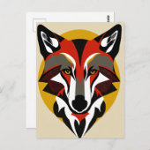 Carte Postale Fox coloré gras (Devant / Derrière)