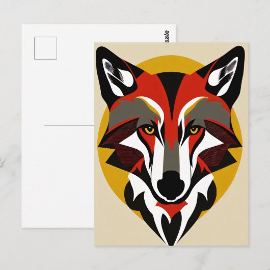 Carte Postale Fox coloré gras (Devant / Derrière)