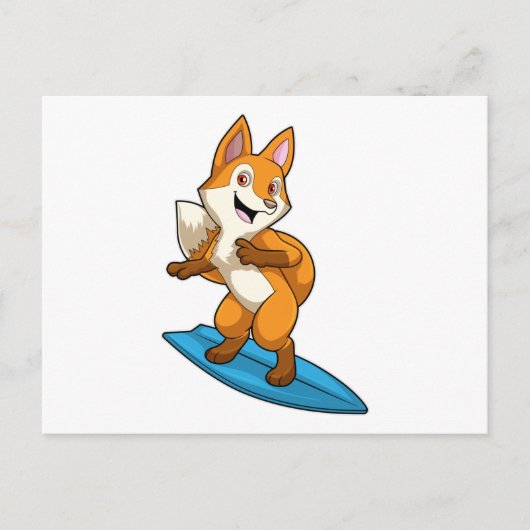 Carte Postale Fox comme surfer avec Surfer (Devant)