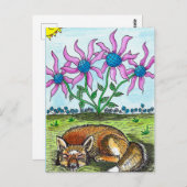 Carte postale Fox couchage (Devant / Derrière)