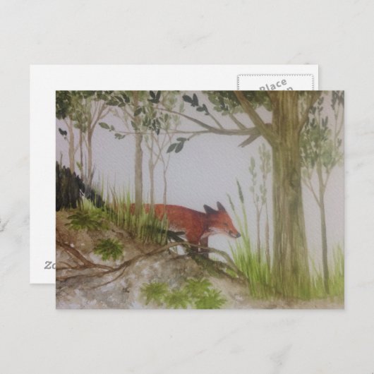 Carte Postale Fox dans la forêt (Devant / Derrière)