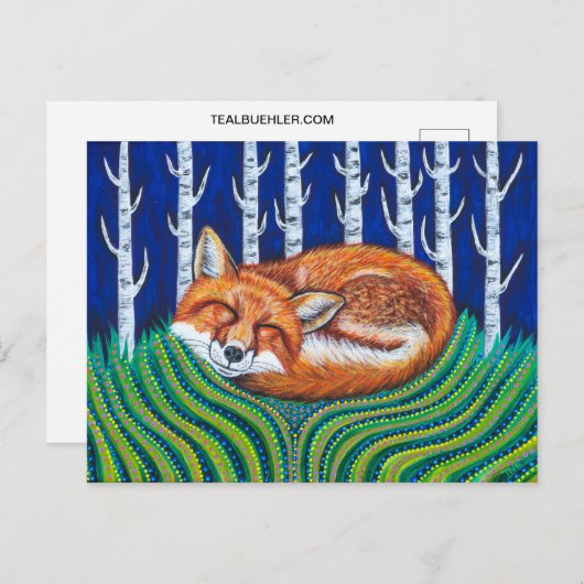 Carte Postale Fox dormant (Devant / Derrière)