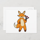 Carte Postale Fox en Dart player avec Darts (Devant / Derrière)