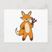 Carte Postale Fox en Dart player avec Darts (Devant)