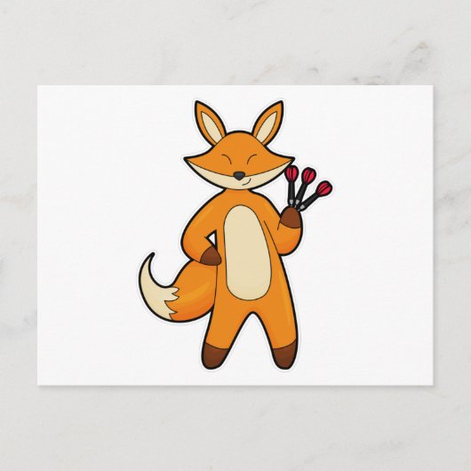 Carte Postale Fox en Dart player avec Darts (Devant)