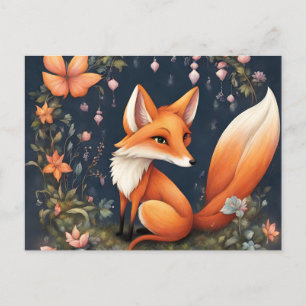 Carte Postale Fox en fleurs
