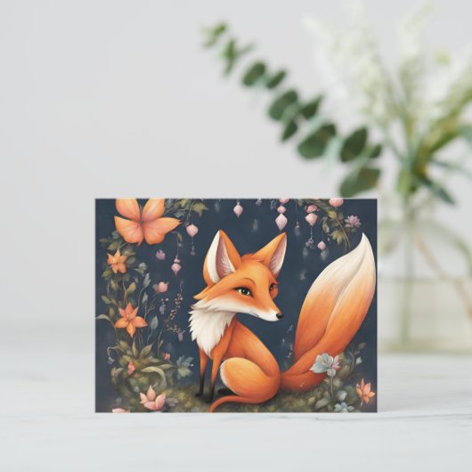 Carte Postale Fox en fleurs (Debout devant)