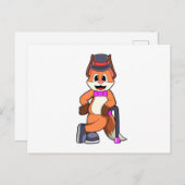 Carte Postale Fox en Gentleman avec Casquette et bâton (Devant / Derrière)