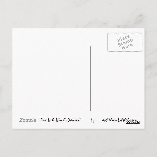 Carte Postale Fox Est Une Danseuse Hindi (Dos)
