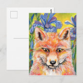 Carte Postale Fox et Irises (Devant / Derrière)