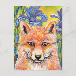 Carte Postale Fox et Irises