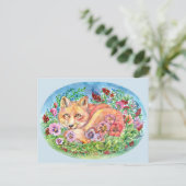 Carte Postale Fox et Pansies (Debout devant)
