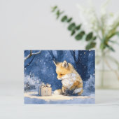 Carte Postale Fox Kit and the Gift Watercolor (Debout devant)
